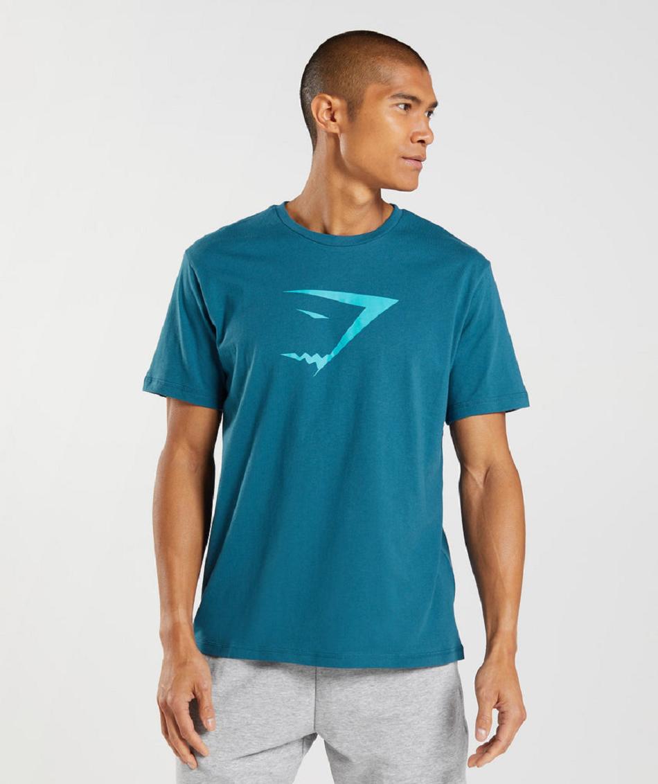 Gymshark Sharkhead Infill Muške T Shirts Plave | HR 2484EBC